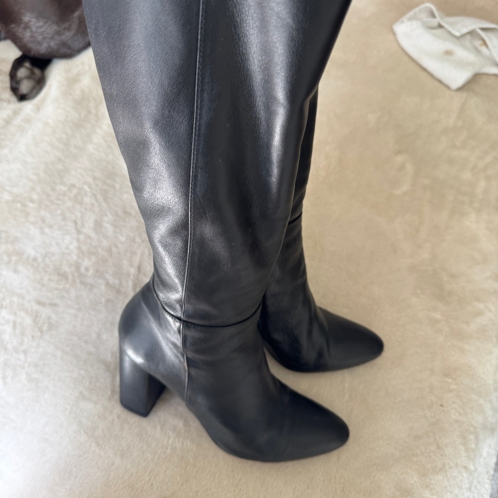 Steve Madden Black Knee High Leather Boots - 9